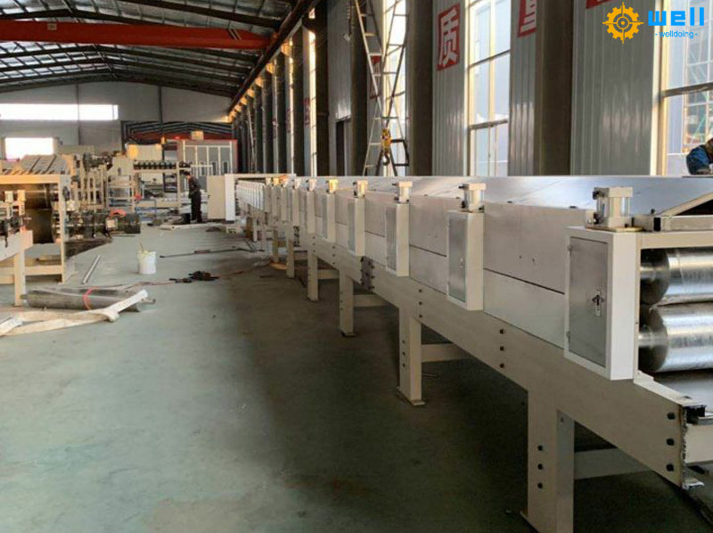 Grey industrial hardboard production line